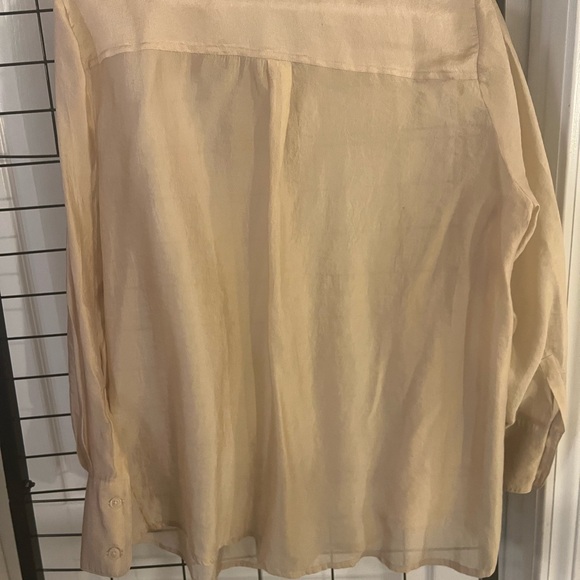 White House Black Market gold sheer shirt. Never worn. New sz large. - Picture 4 of 4